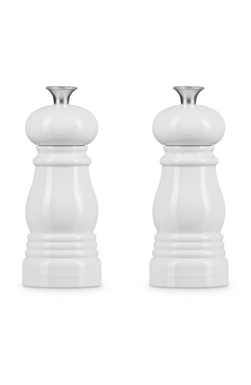 Le Creuset Petite Salt And Pepper Mill Set With Adjustable Grind In White
