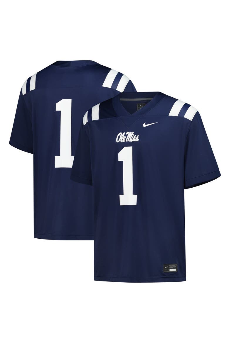 Men's Nike #1 Navy Ole Miss Rebels Untouchable Football Jersey, Main, color, Navy