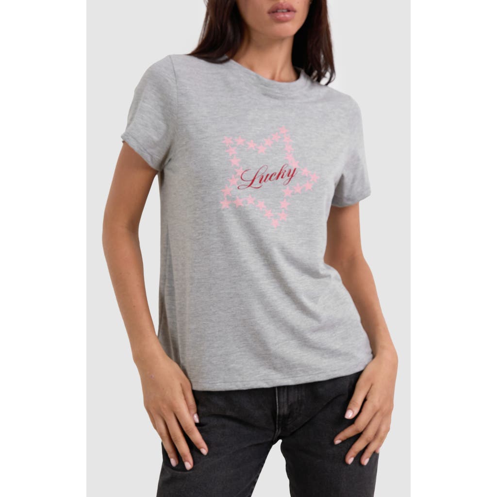 Motel Saki Lucky Star Cotton Graphic T-shirt In Gray