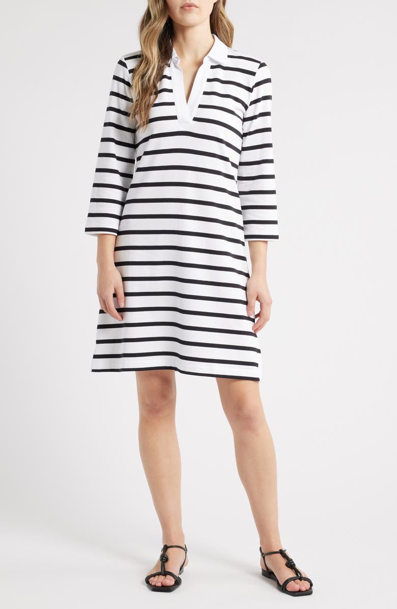 Hatley Stripe Long Sleeve Johnny Collar Knit Dress, Main, color, 