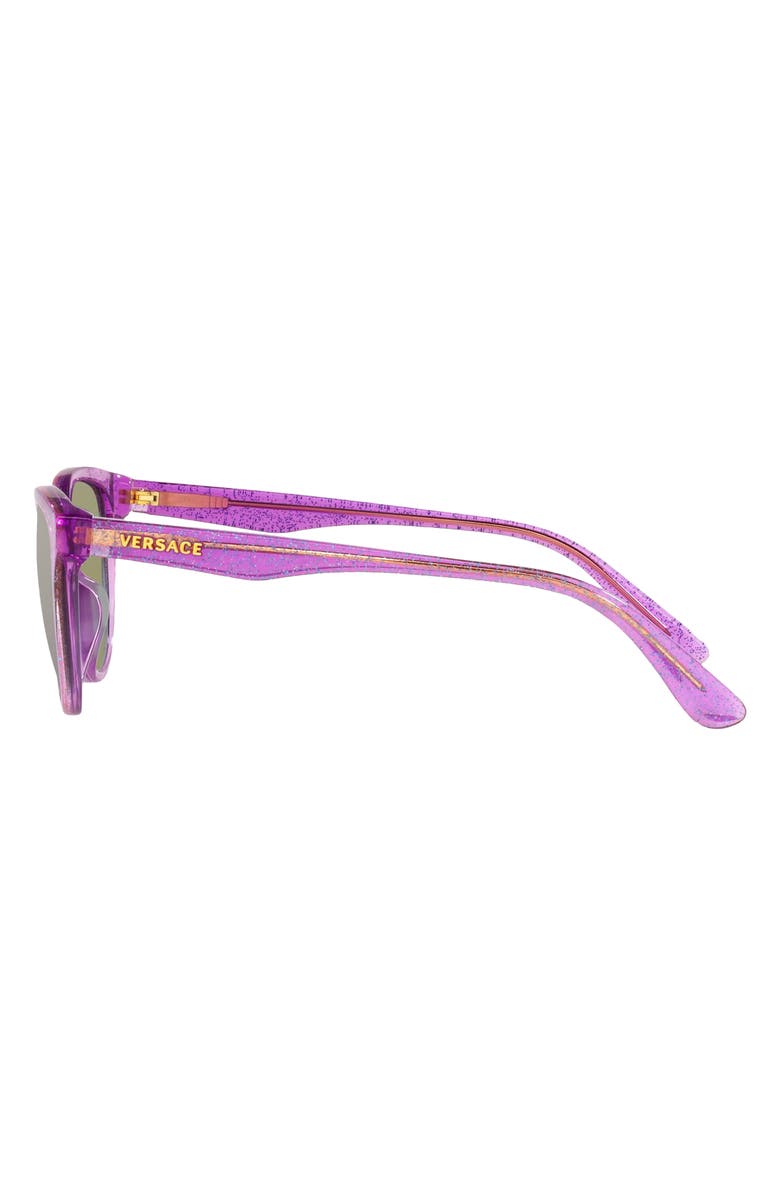 Versace Kids' Phantos 46mm Small Round Sunglasses, Alternate, color, Lilac Glitter / Grey Violet