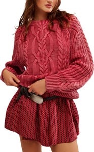 Free People Frankie Cable Cotton Sweater