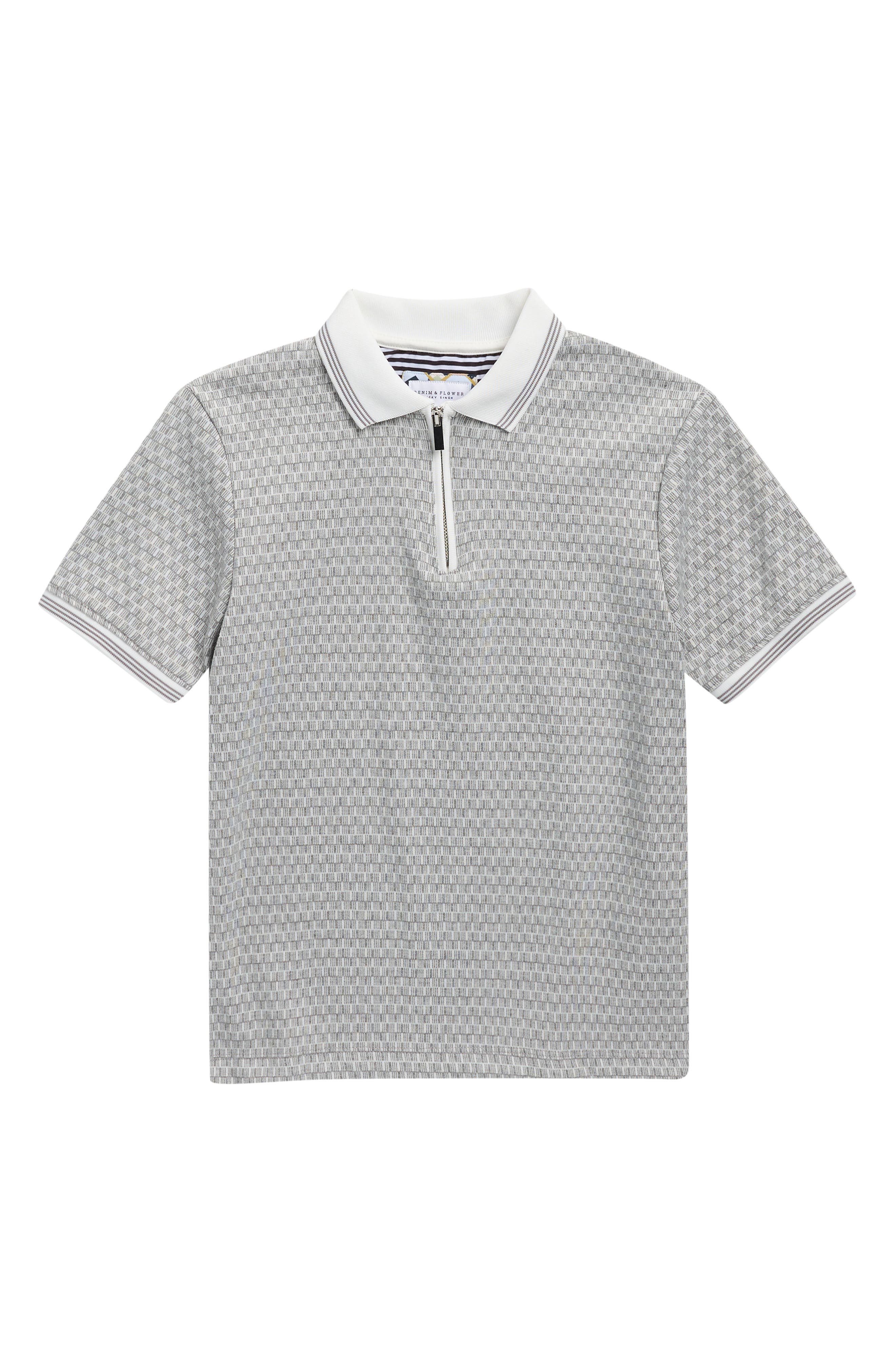 DENIM AND FLOWER Kids' Tipped Quarter Zip Polo