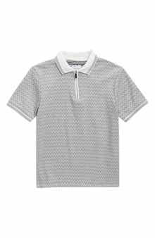 DENIM AND FLOWER Kids' Tipped Quarter Zip Polo