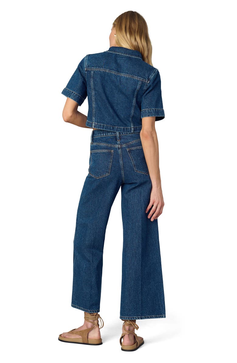 Joe's Jeans Short Sleeve Crop Denim Trucker Shirt, Alternate, color, Lively