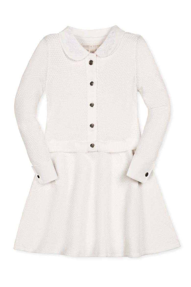Kids' Organic Peter Pan Collar Sweater Dress, Main, color, Soft White Tweed