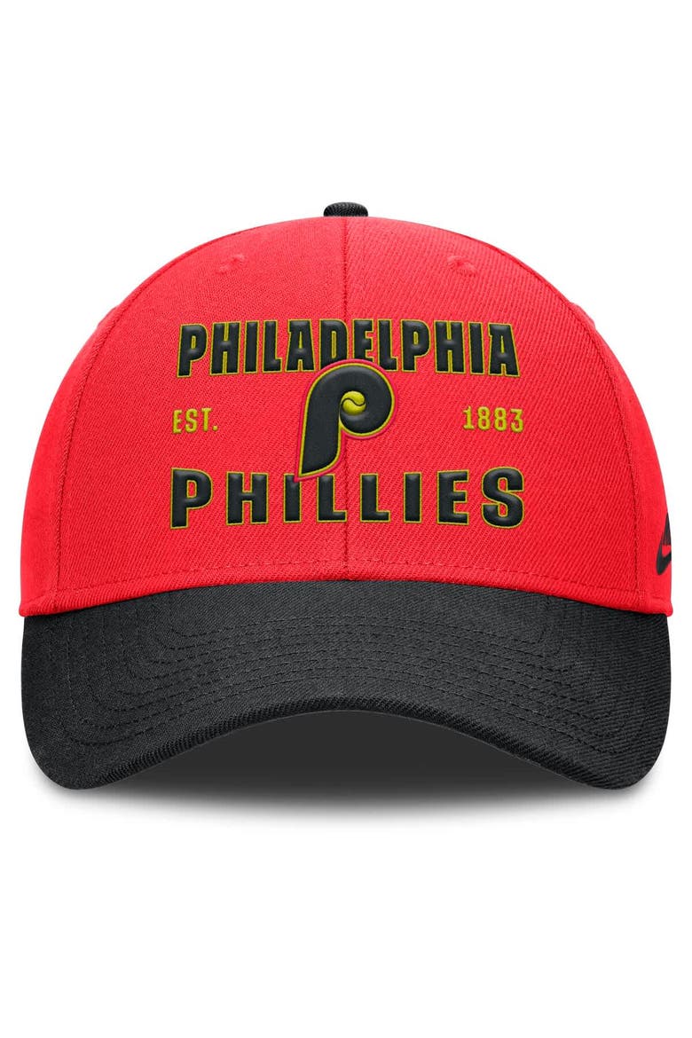 Men's Nike Crimson/Black Philadelphia Phillies Neon 90s Rise Adjustable Hat, Alternate, color, Crimson