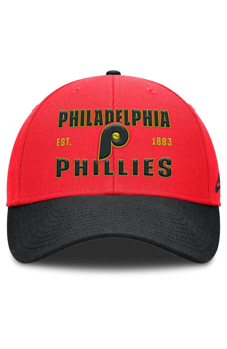 Nike Men's Nike Crimson/Black Philadelphia Phillies Neon 90s Rise Adjustable Hat, Alternate, color, Crimson