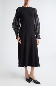 Altuzarra Carino Long Sleeve Silk Midi Dress