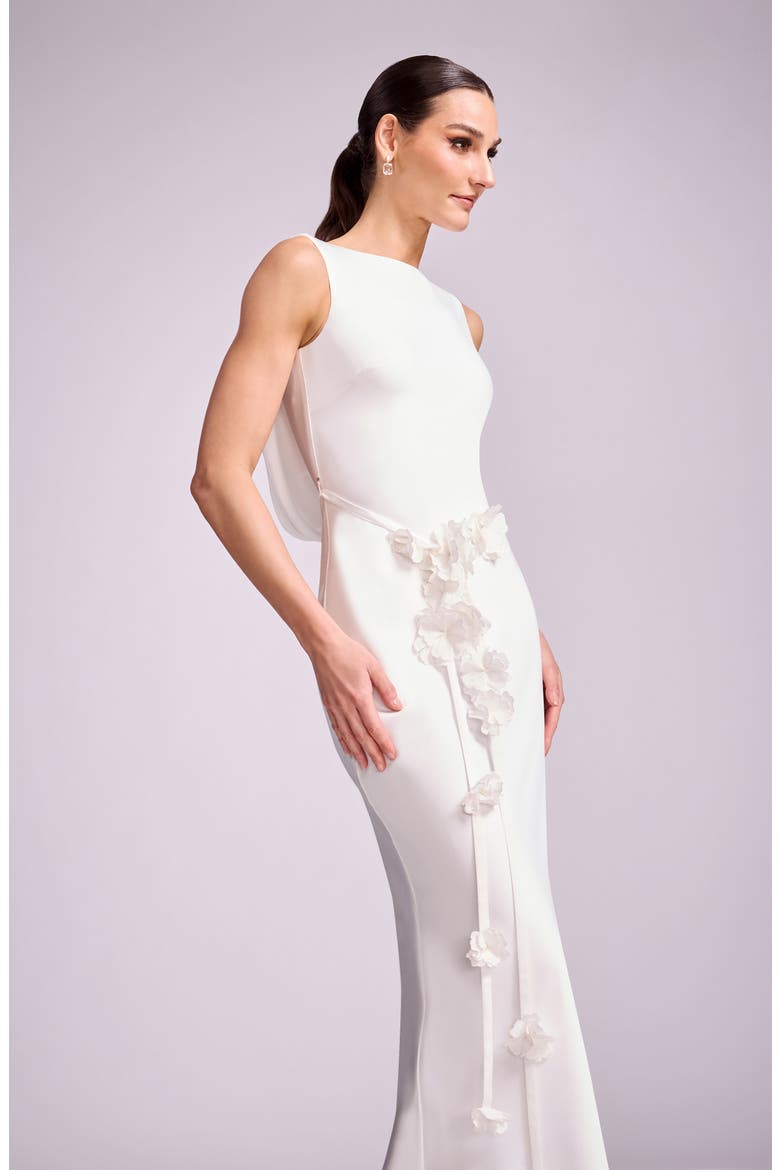 Eloise Floral Cowl Back Gown, Alternate, color, WHITE