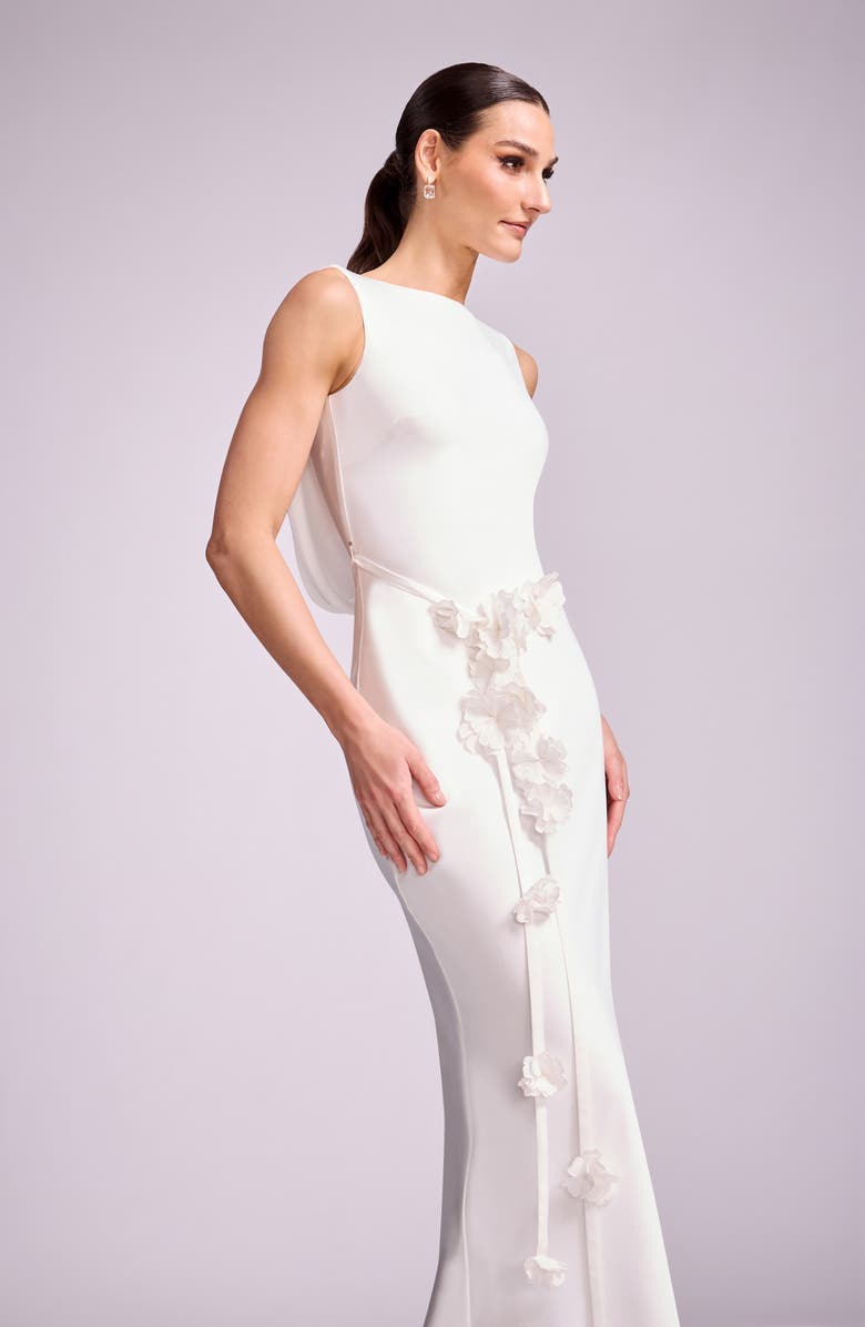 Dress the Population Eloise Floral Cowl Back Gown, Alternate, color, White