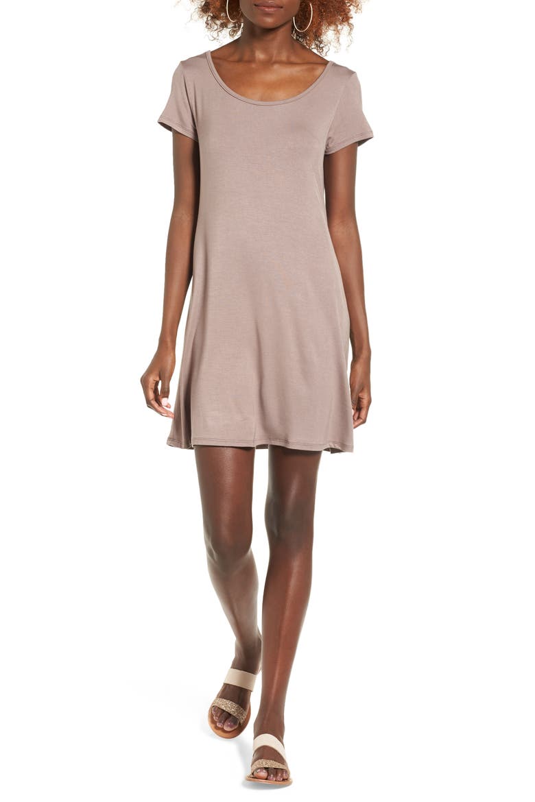 Stripe Cross Back Shift Dress, Main, color, TAN