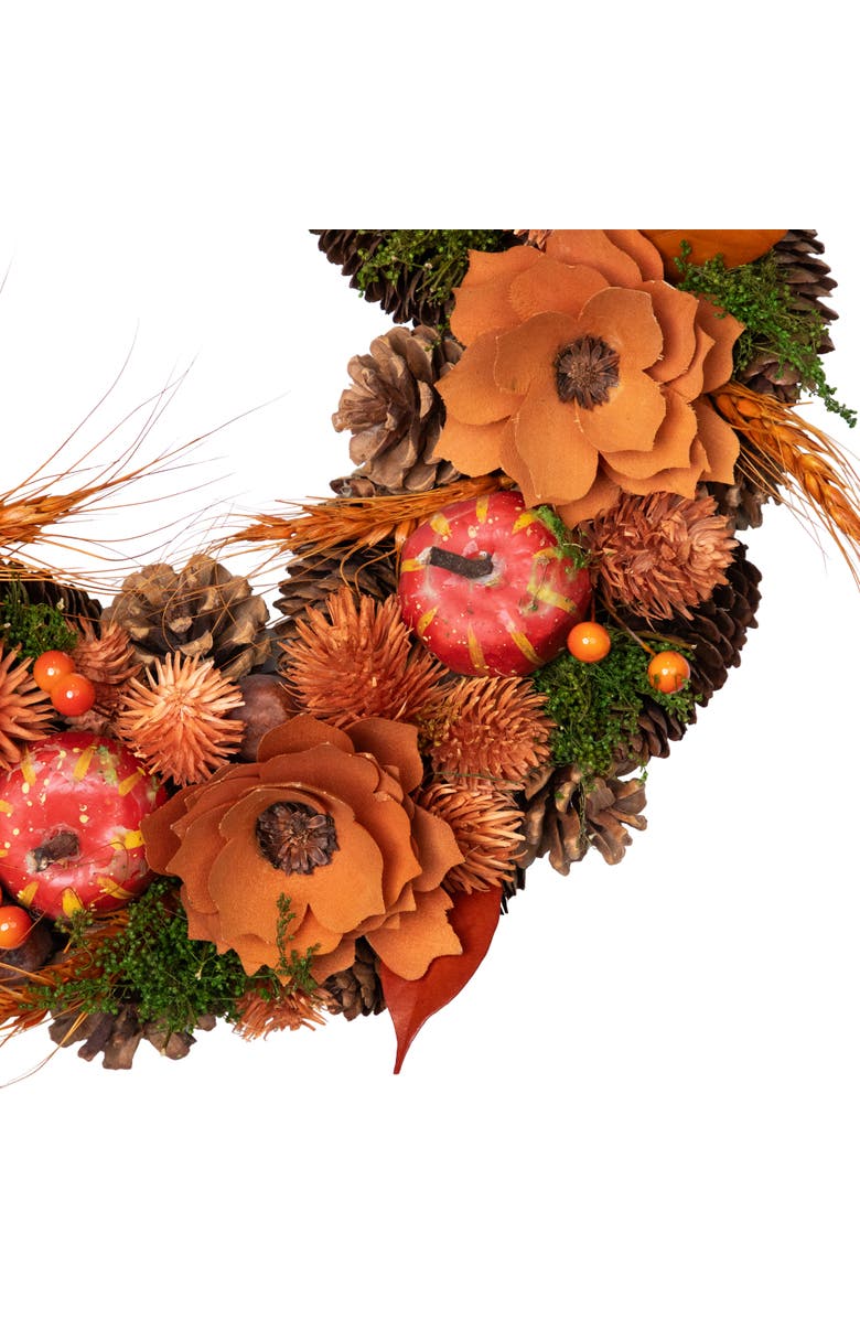Northlight Flowers, Gourds and Pinecone Artificial Fall Harvest Wreath - 13.25", Alternate, color, 