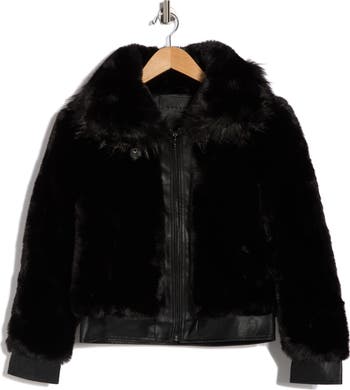 Faux Fur & Faux Leather Crop Jacket