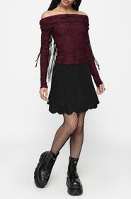 Disturbia Ayr Broderie Denim Skirt