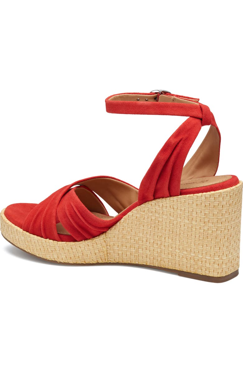 Johnston & Murphy Marcia Platform Wedge Sandal, Alternate, color, Red Kid Suede
