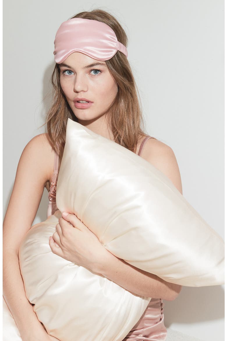 slip™ for beauty sleep Pillowcase & Eye Mask Set, Alternate, color, WHITE/ PINK