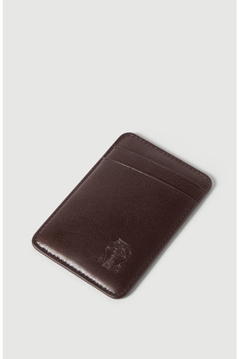 Grained leather magnetic card holder, Alternate, color, Brown