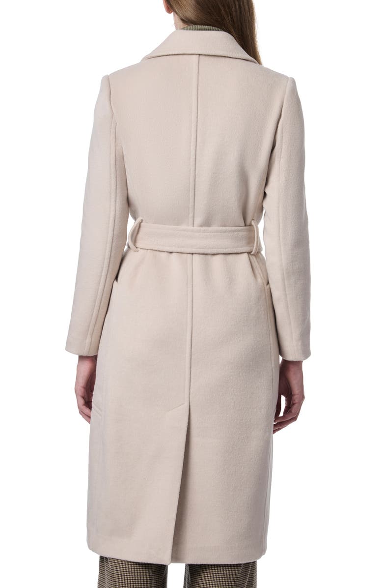 Bernardo Belted Wool Blend Longline Coat, Alternate, color, Putty
