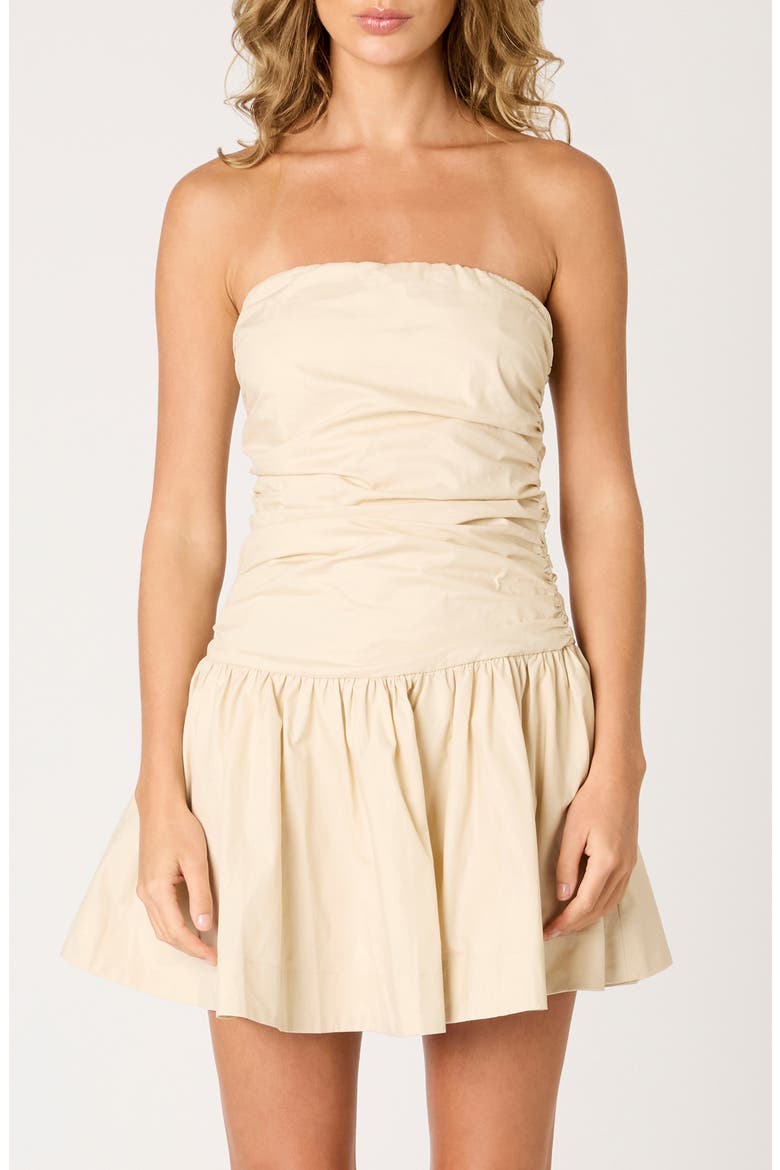 Currant Strapless Cotton Minidress, Alternate, color, STONE