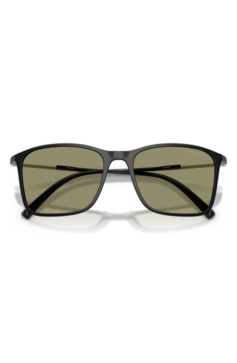 ARMANI 54mm Square Sunglasses, Alternate, color, Black / Green