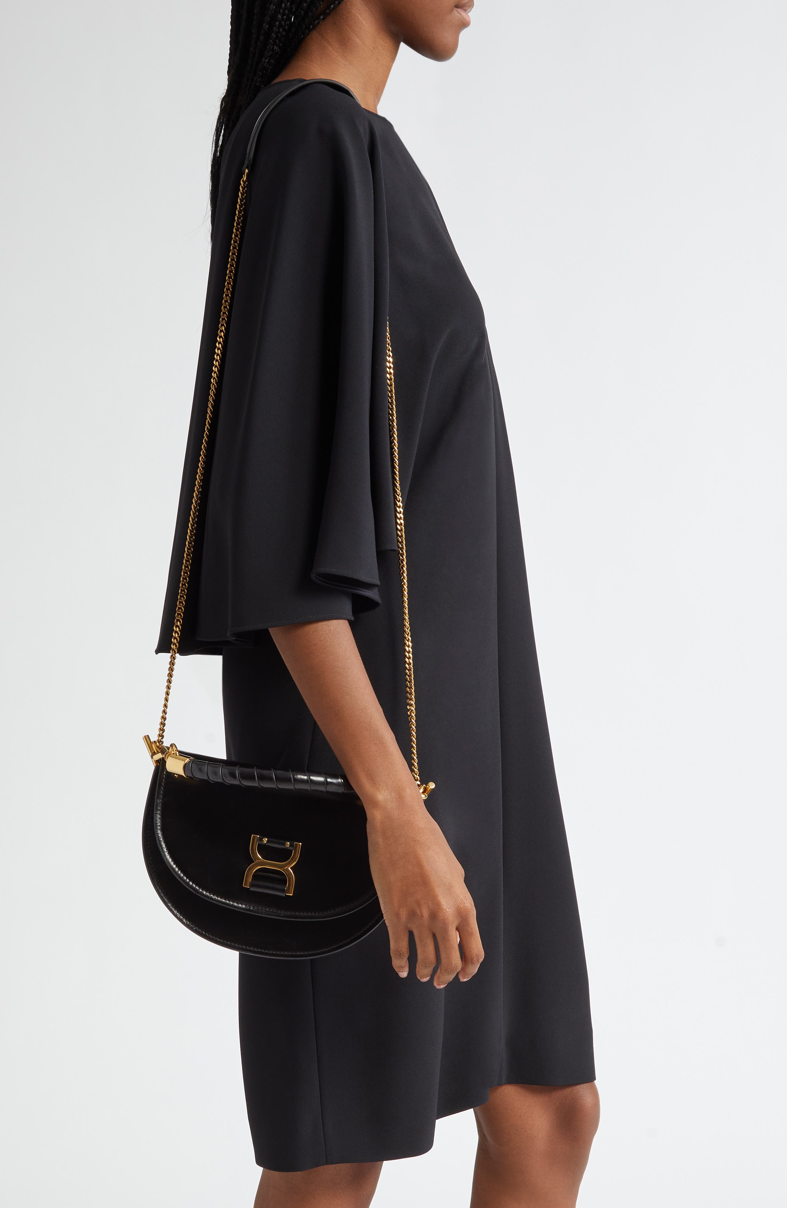 Chloé Marcie Chain Shiny Leather Top Handle Bag, Alternate, color, 