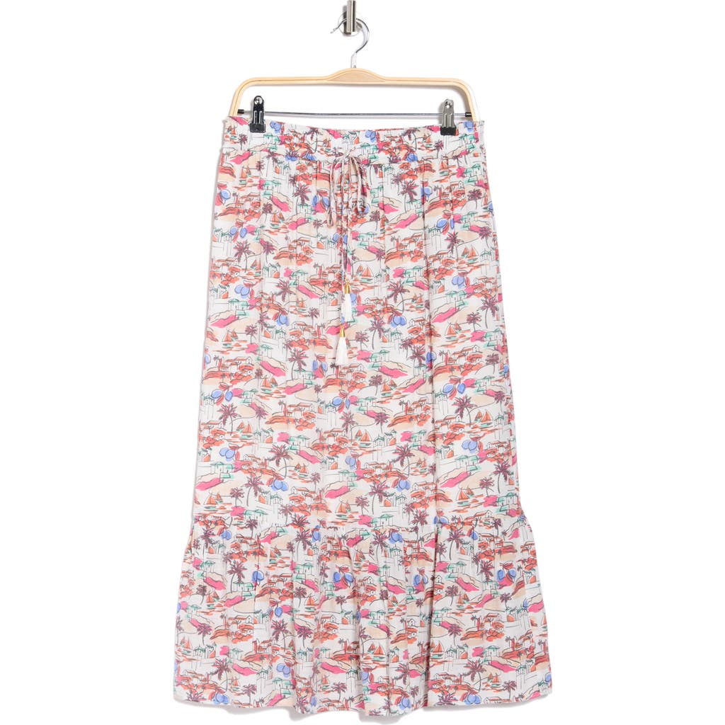 Nanette Lepore Printed Flounce Midi Skirt In Red