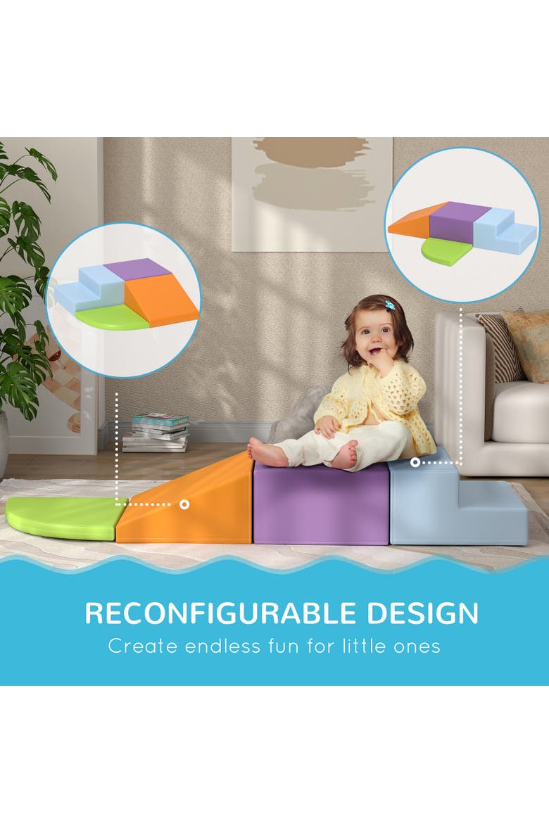 Foam Play Set for Toddlers, Easy-to-clean Soft & Safe Climbing Set, Alternate, color, Assorted