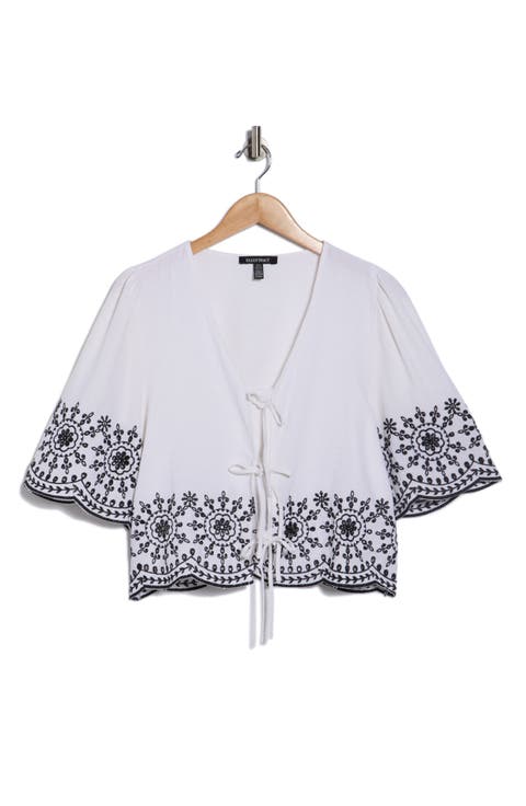 Eyelet Embroidered Tie Top