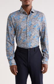 Emanuel Berg Modern Fit 4 Flex Stretch Knit Button-Up Shirt