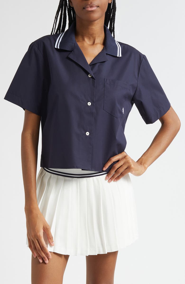 Sporty & Rich SRC Sailor Button-Up Shirt, Main, color, Dark Navy