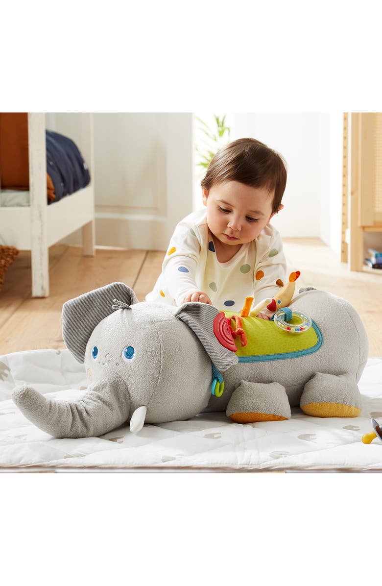 HABA Discovery Elephant Stuffed Animal Sensory Plush Toy with Sounds 
Teething Toy Features, Tummy Time Sensory Toy for Babies 6 Months +, Alternate, color, Multi