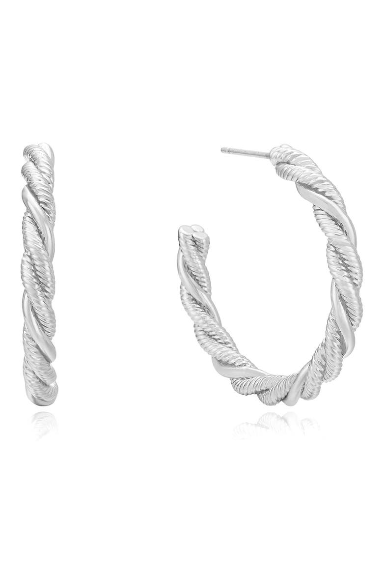 Twisted Hoop Earrings, Main, color, SILVER