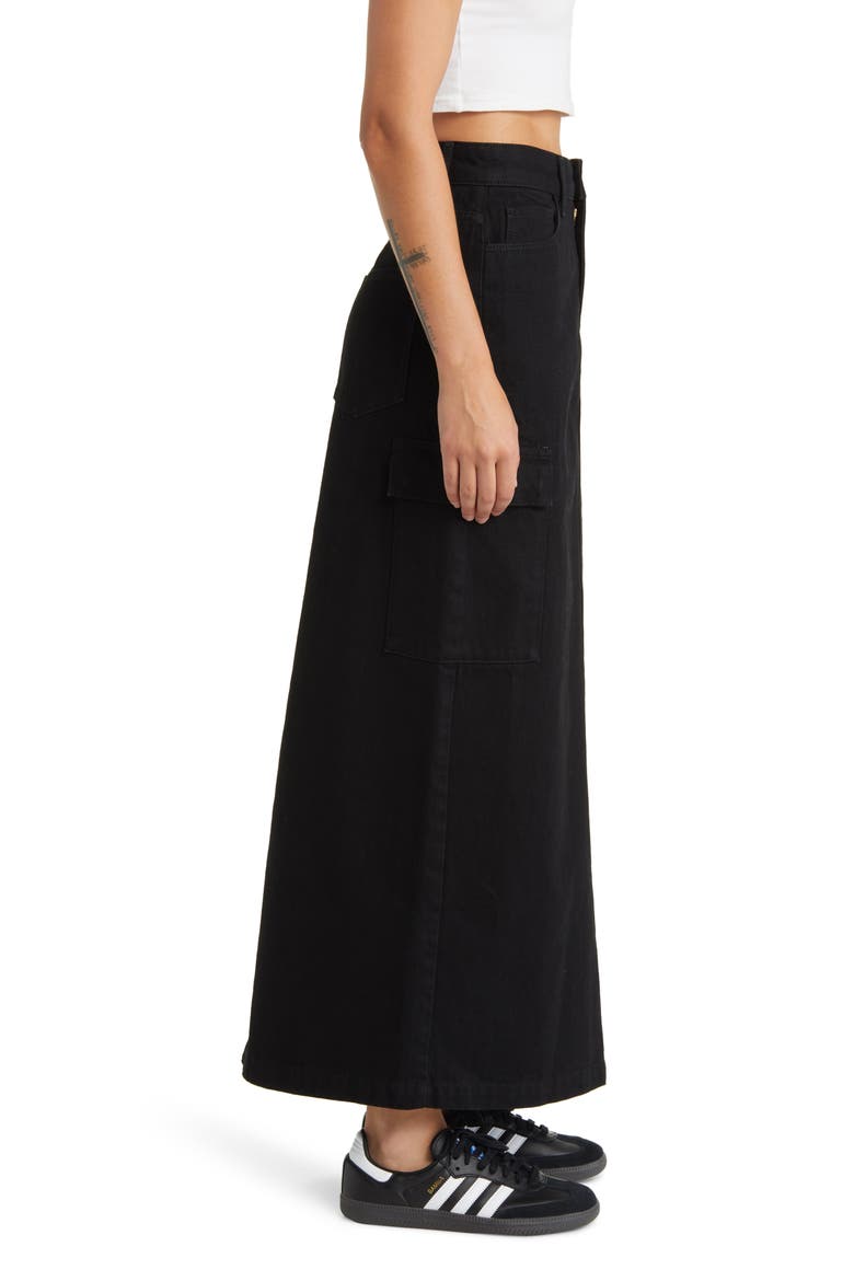 Denim Maxi Skirt, Alternate, color, BLACK