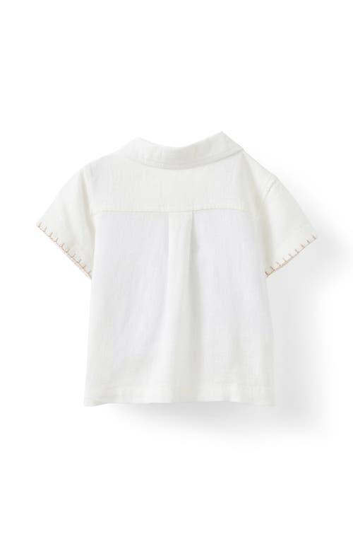 Shop Cotton On Kids Leo Cuban Relaxed Shirt In Vanilla Blanket Stitch
