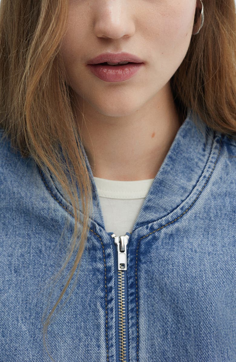 MANGO Denim Bomber Jacket, Alternate, color, 