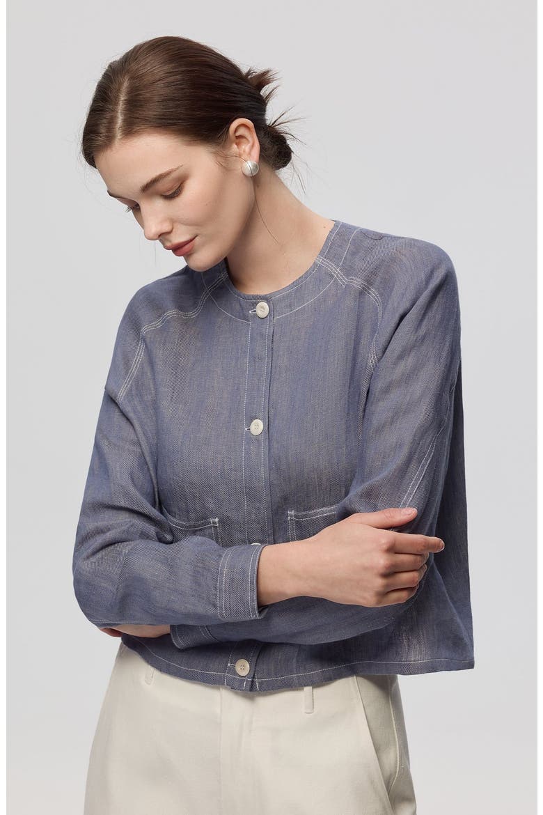 Mira Boxy Jacket, Alternate, color, Steel Blue