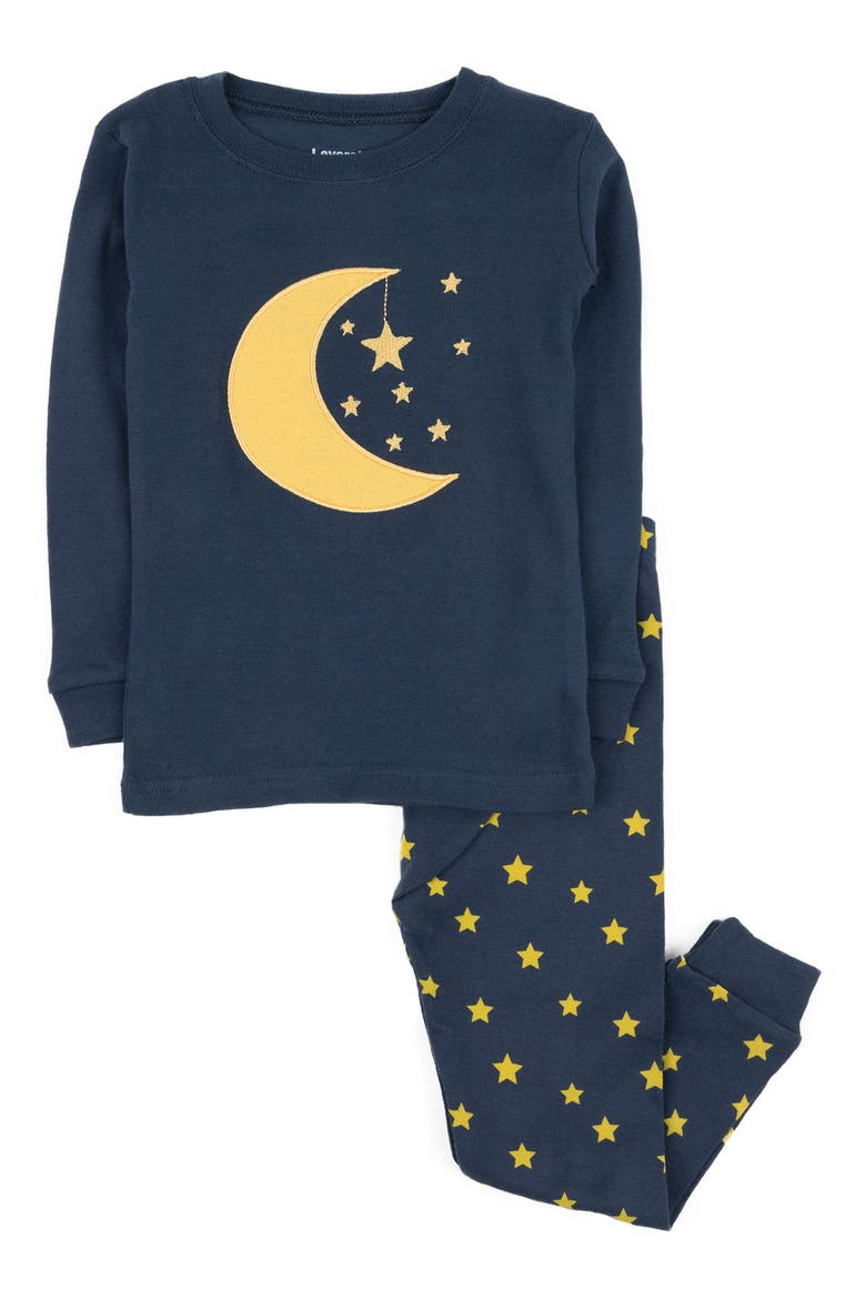 Two-Piece Pajama Moon Stars, Main, color, DK BLUE