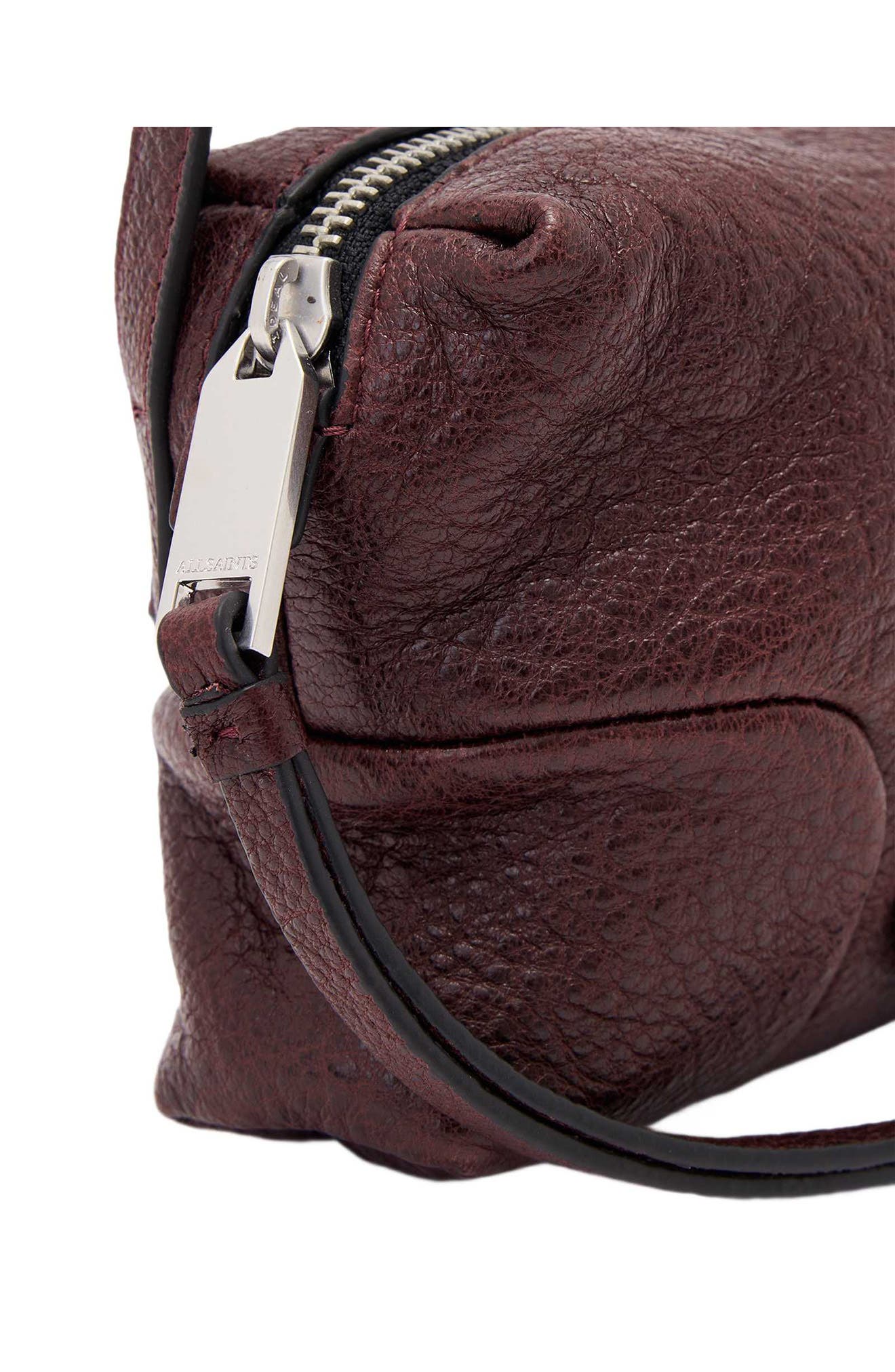 Ares Compact Leather Crossbody Bag, Alternate, color, BRNT UMBR RED/ SLVR