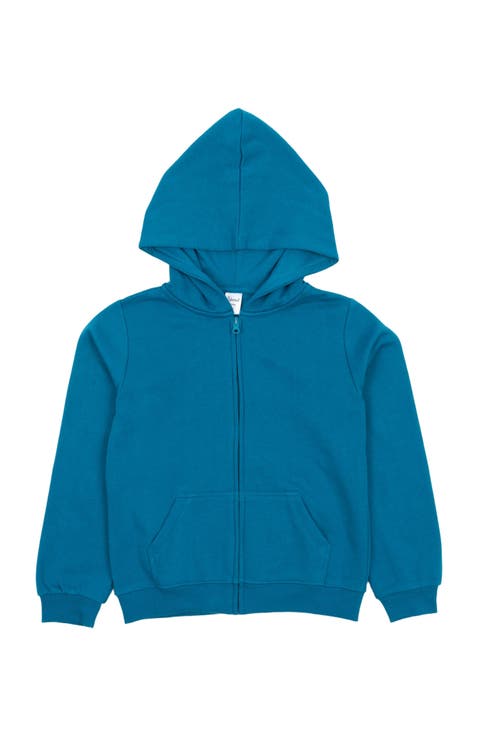 Kids Zip-Up Sweatshirt Hoodie, Cotton Blend, Solid Colors