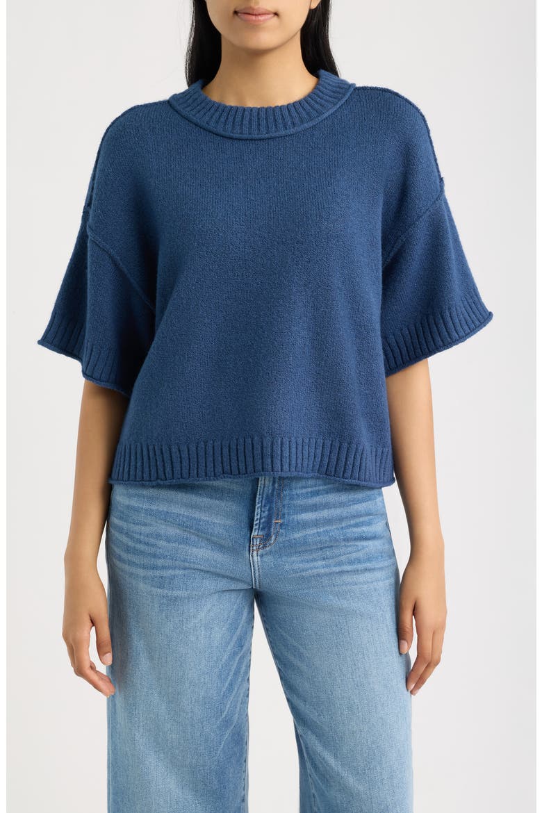 Broome Crop Short Sleeve Sweater, Main, color, CADET BLUE