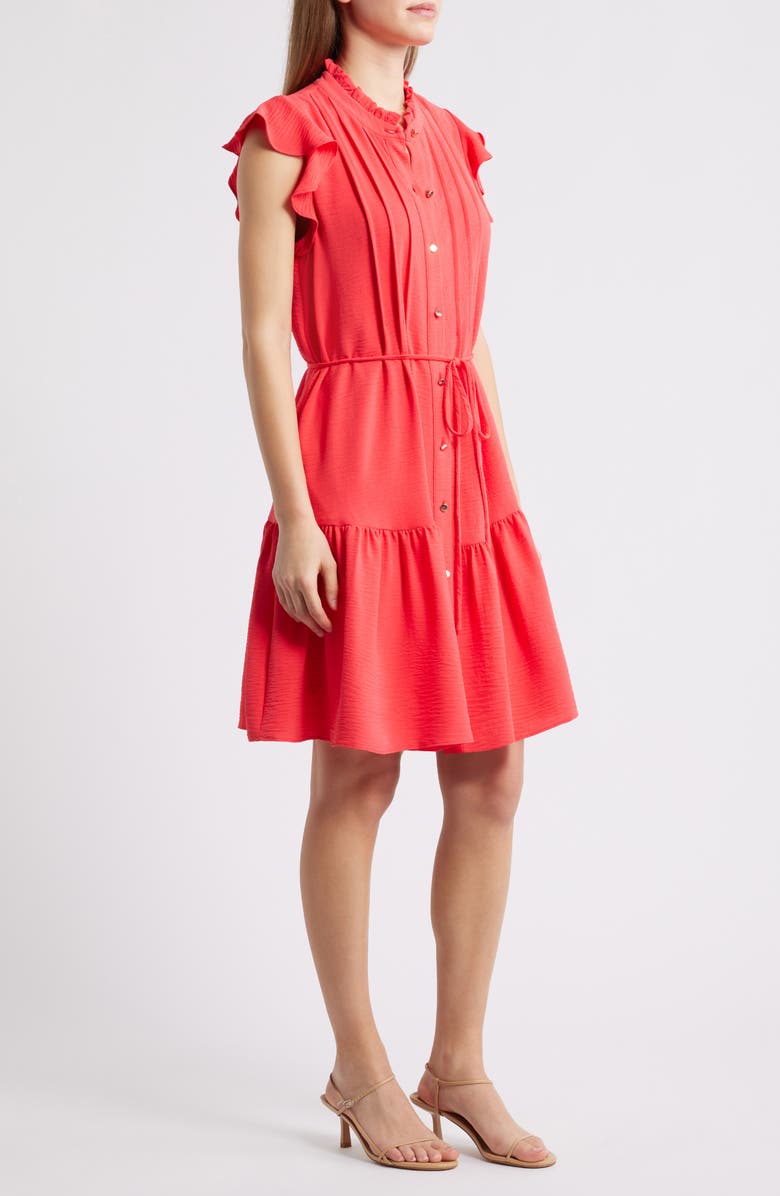 Julia Jordan Flutter Sleeve Shirtdress, Alternate, color, Coral