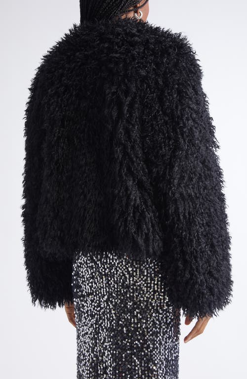 St John St. John Mongolian Faux Fur Jacket In Black