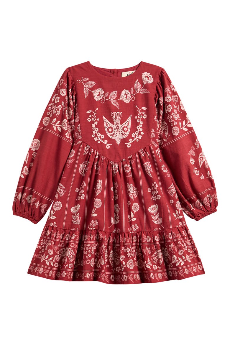 Kids' Celia Wing Sleeve Cotton Dress, Main, color, PORT BIRD PRINT