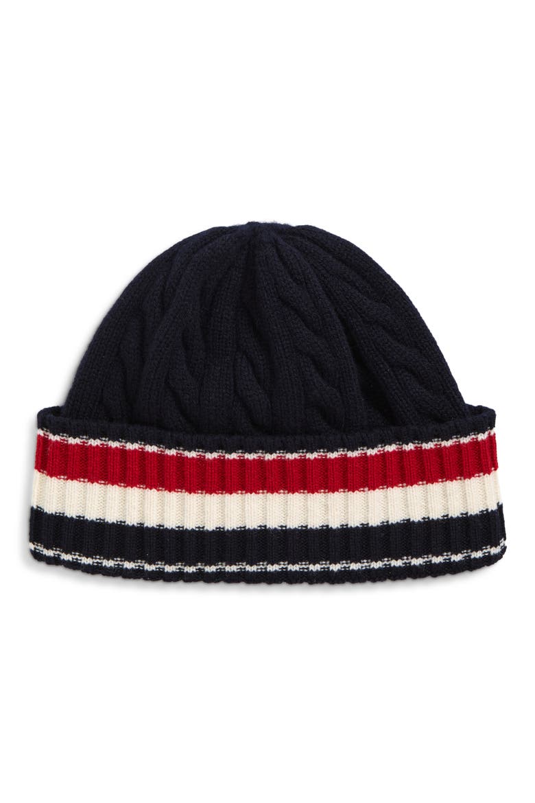 Cable & Rib Virgin Wool Beanie, Main, color, NAVY