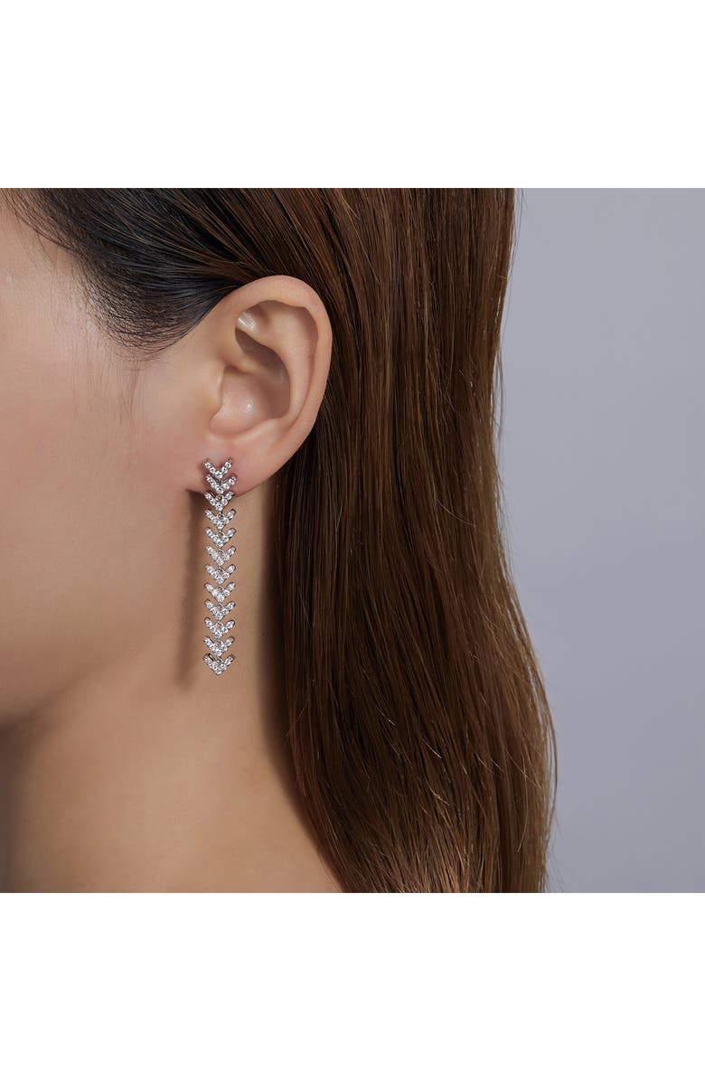 Lafonn Simulated Diamond Chevron Linear Drop Earrings, Alternate, color, Silver