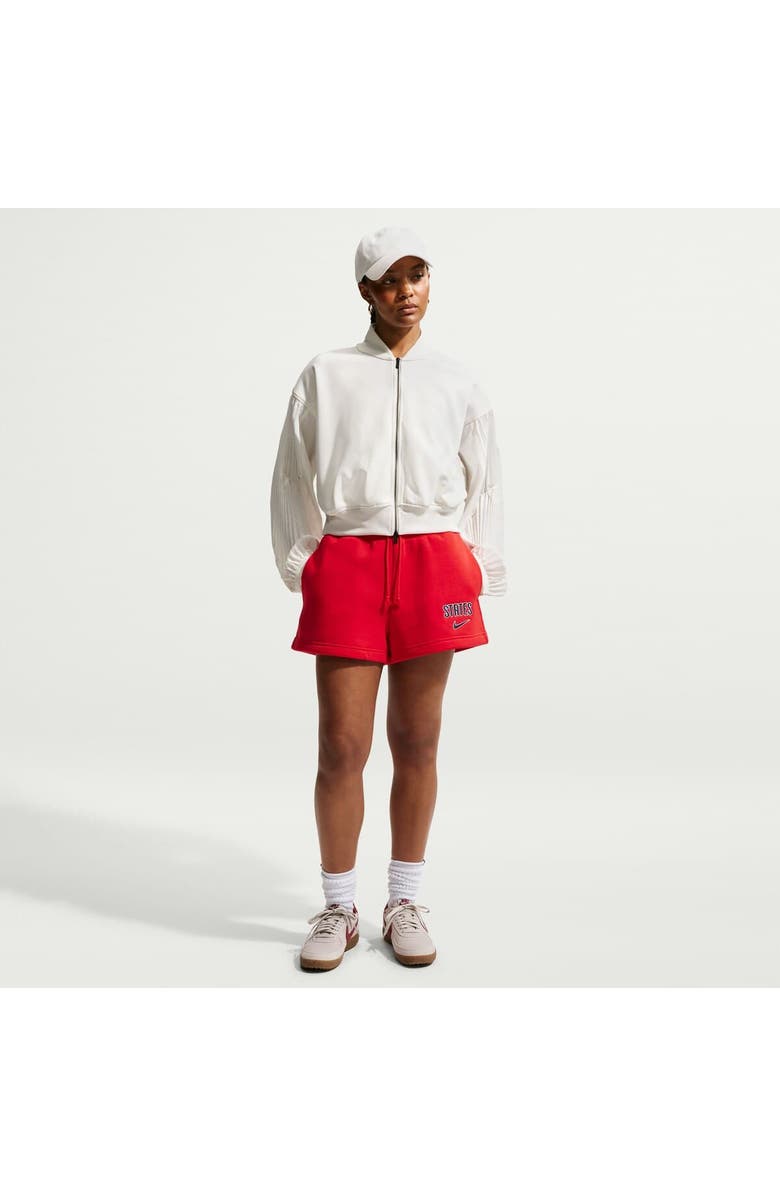 Nike Women's Nike Red USMNT 2026 Phoenix Fleece High-Waisted Shorts, Alternate, color, Red
