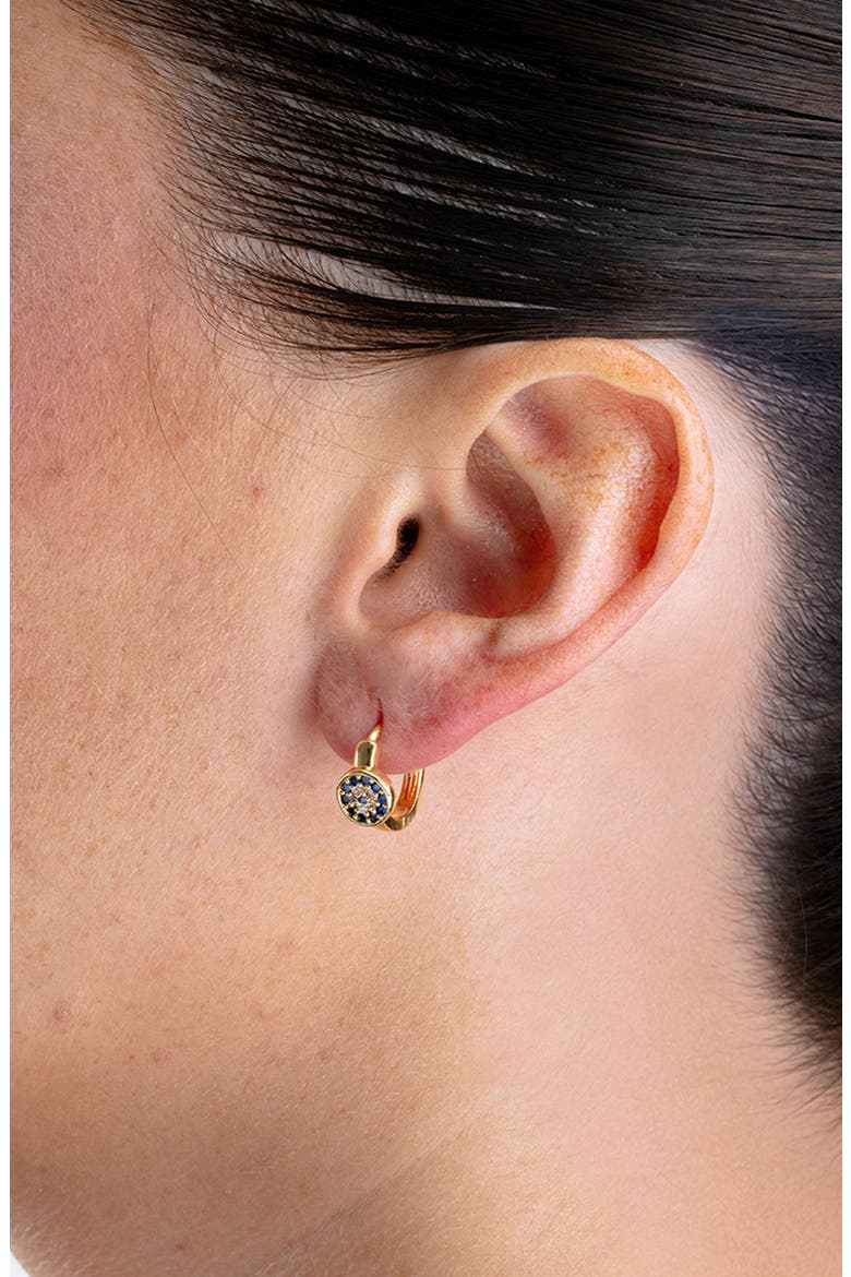 Evil Eye Cubic Zirconia Huggie Hoop Earrings, Alternate, color, GOLD