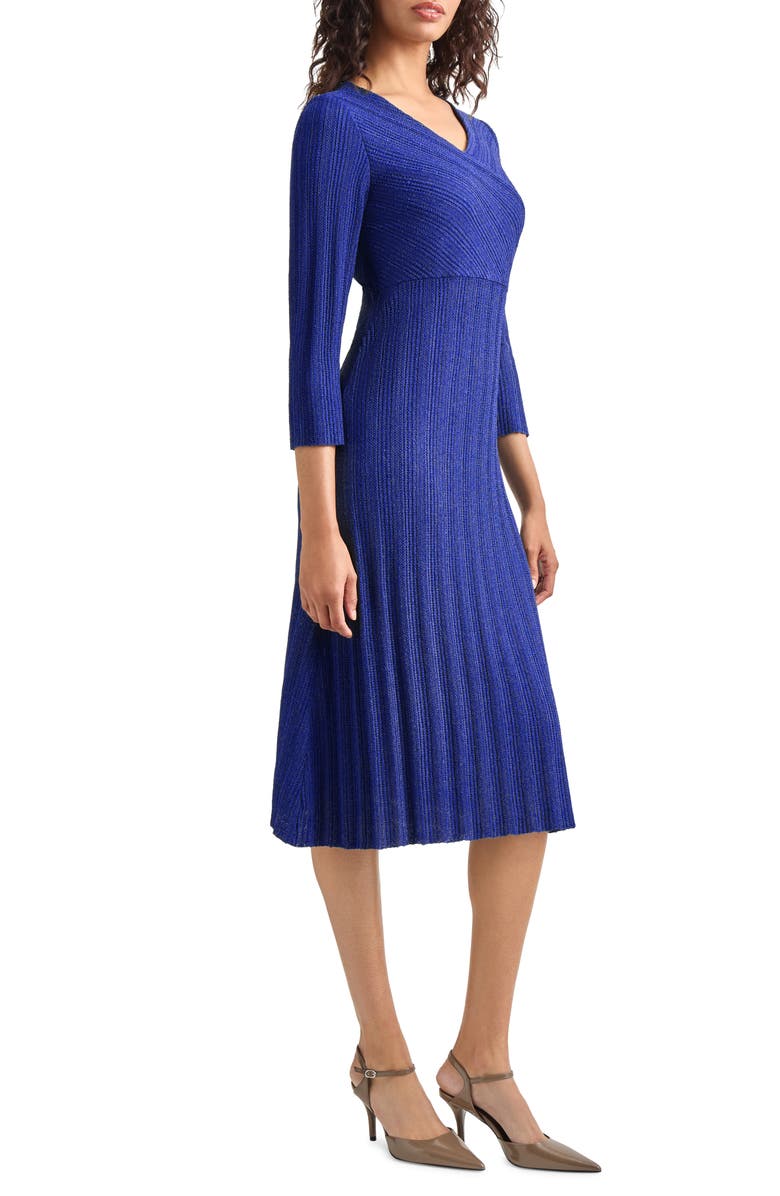 Misook Textural Stripe Midi Sweater Dress, Alternate, color, Starry Night Blue