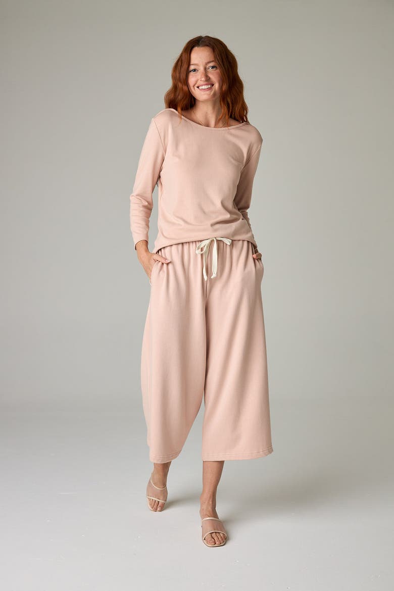 Nasaya Eco-Luxe Rib Bateau Neck 3/4 Length Sleeve Top - Ultra-Luxe Flow, Alternate, color, Rose Quartz
